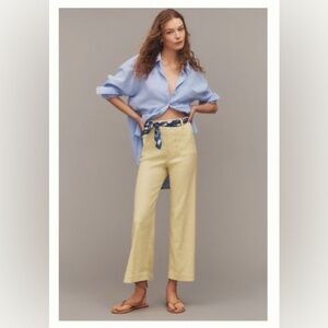 Anthropologie Colette linen stretch wide leg crop pants, 31 Tall